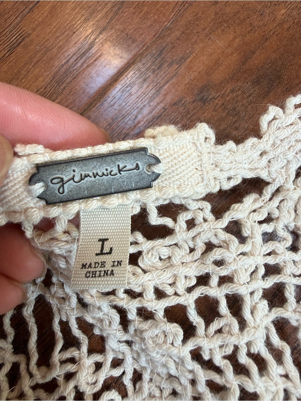 gimmicks by BKE Cream Crochet Button-Front Vest - Picture 3 of 4